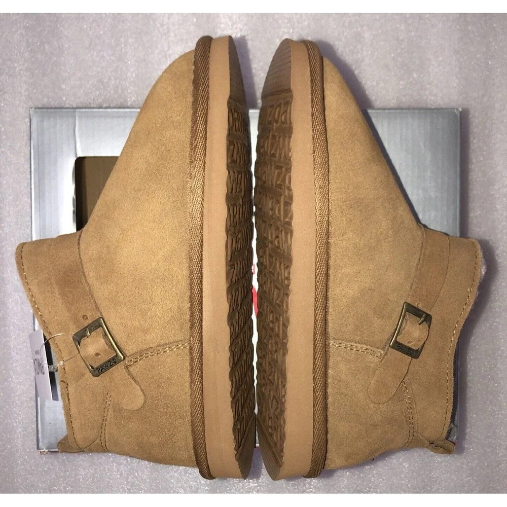 Pawz Bearpaw Amy Ankle Boots Youth Girls Size 10 Brown Genuine Suede Wool Lining